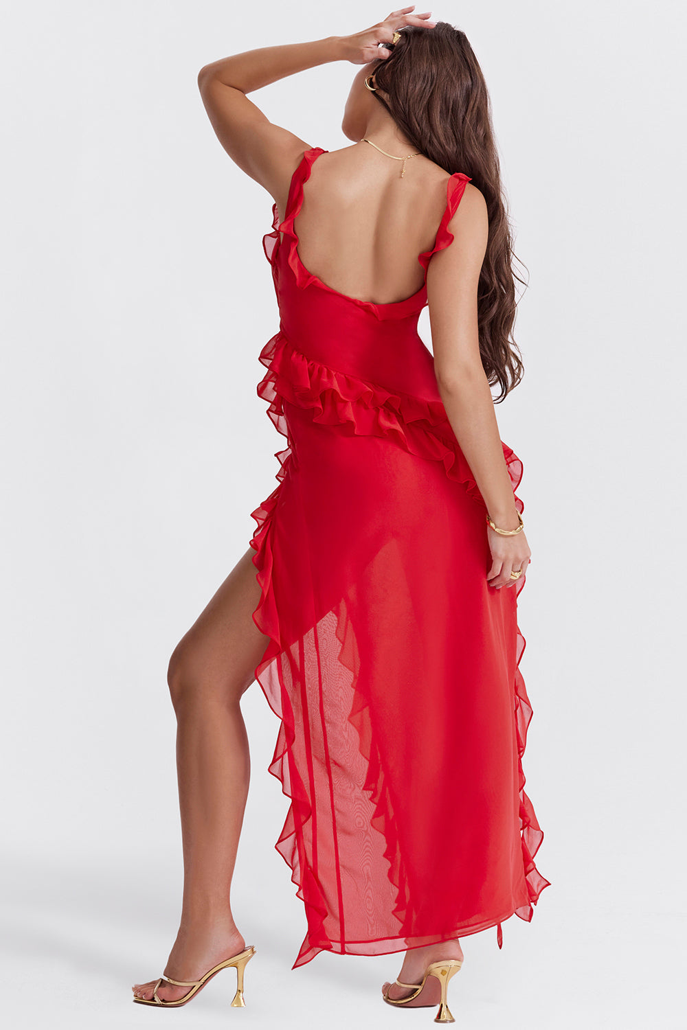 Elvanna – Abito Lungo Elegante con Volant Fluido