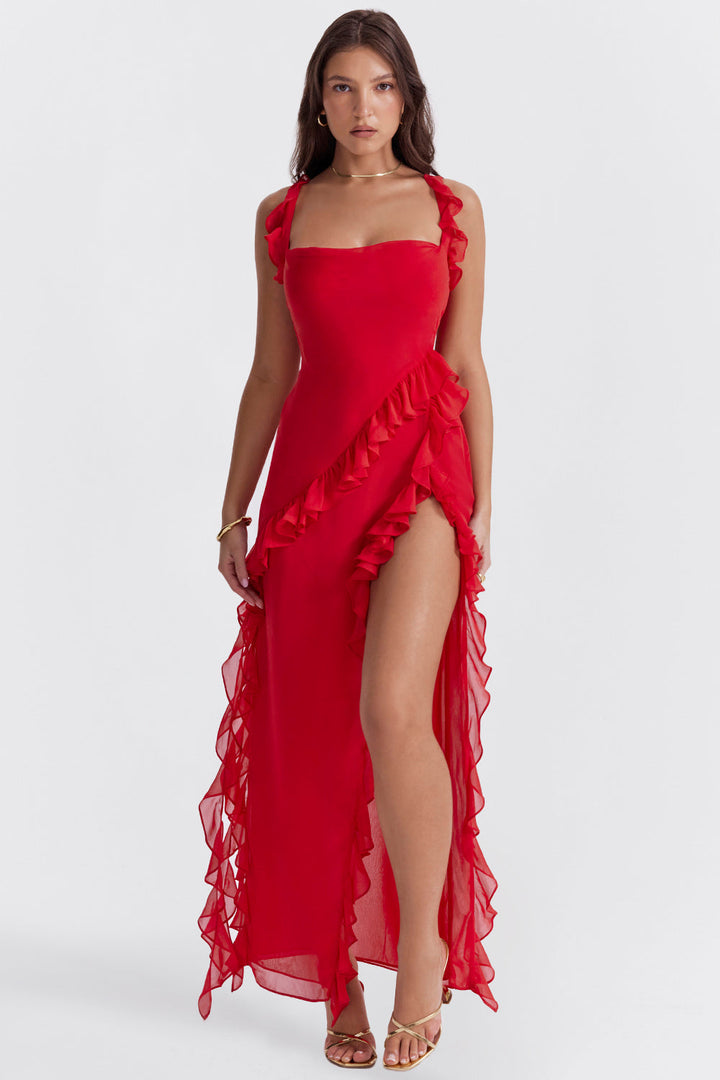 Elvanna – Abito Lungo Elegante con Volant Fluido