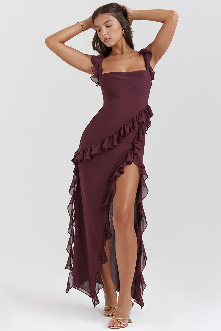 Elvanna – Abito Lungo Elegante con Volant Fluido