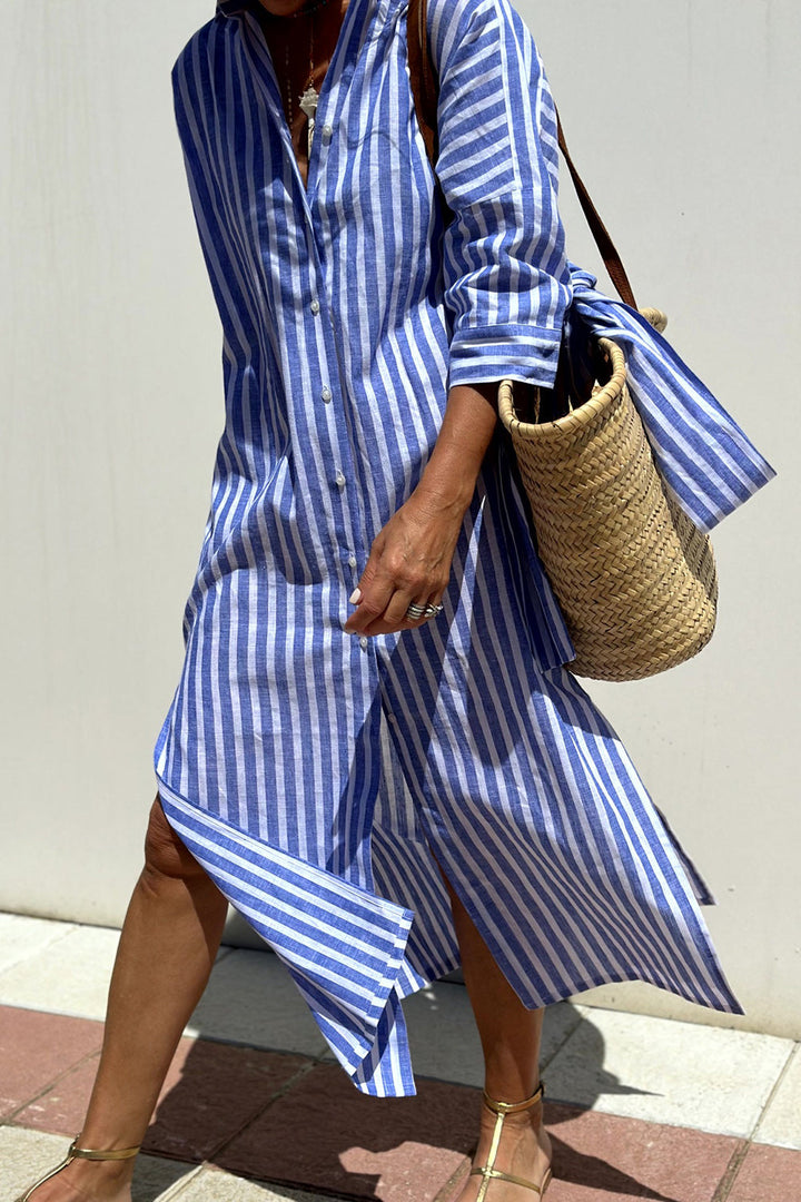 Liora – Abito-Camicia Elegante a Righe