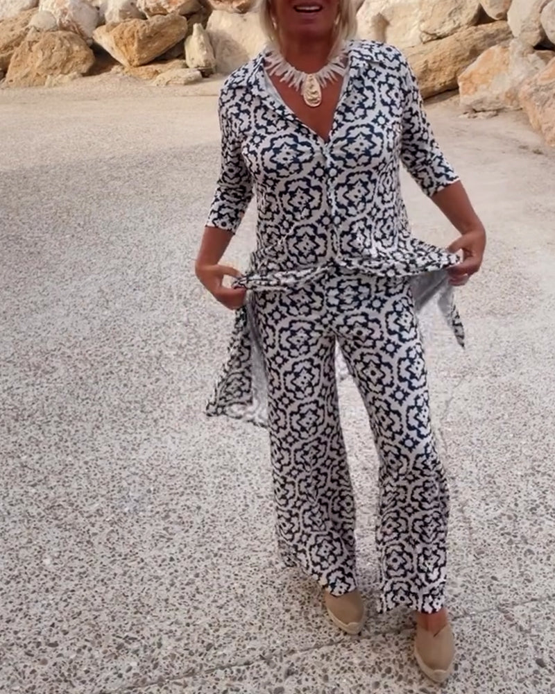 Werna – Completo Vintage con Camicia Stampata e Pantaloni
