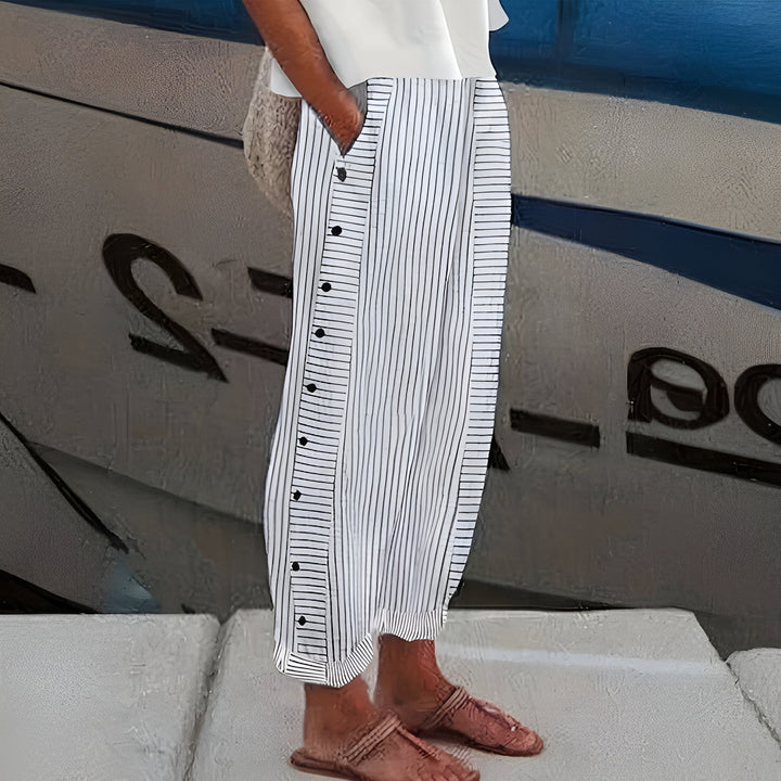 Viona – Pantaloni in Lino Casual con Vita Elasticizzata