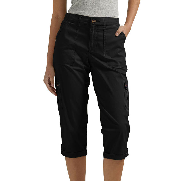 Élise – Pantaloni Cargo Capri a Tinta Unita – Tasche Multiple e Vita Regolabile