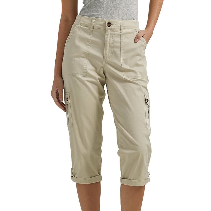 Élise – Pantaloni Cargo Capri a Tinta Unita – Tasche Multiple e Vita Regolabile